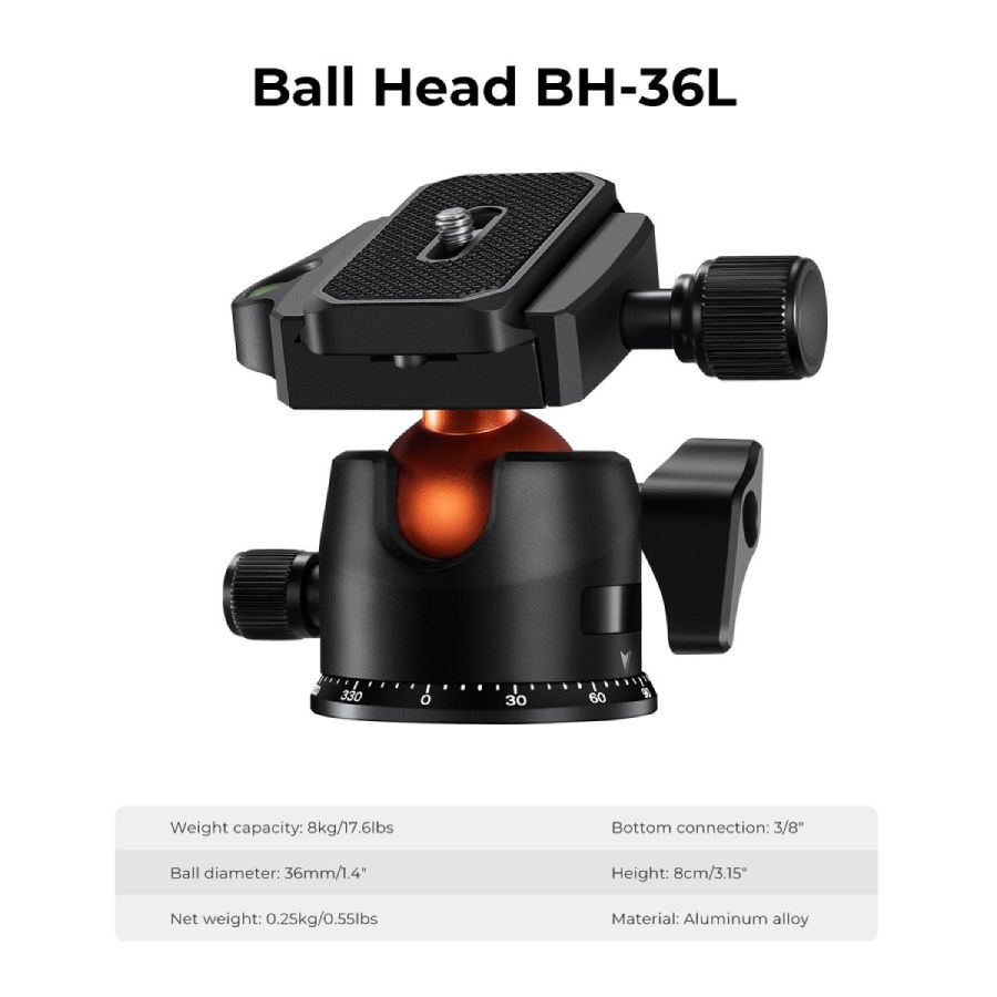 K&F Concept Carbon Fiber tripod 162cm 8kg KF09.123 - 6